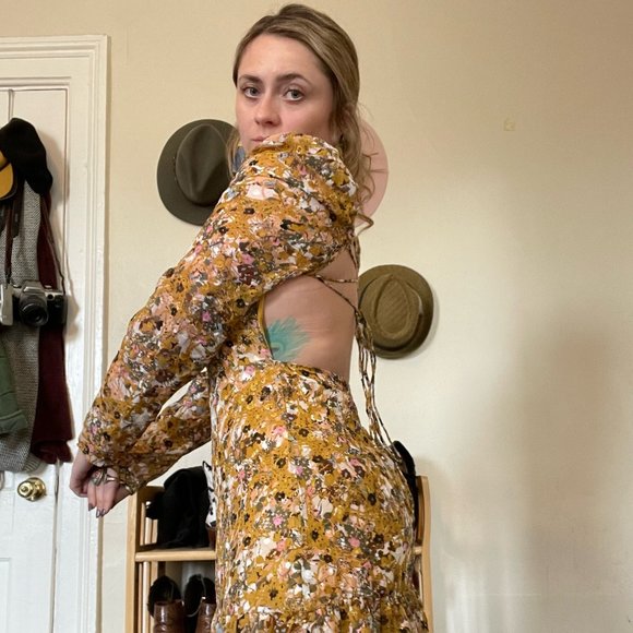 Long Sleeve Cowl Neck Open Lace-up Back Mini Dress - Picture 8 of 10